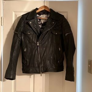 J Lindeberg Medium leather motorcycle jacket. Great condition.